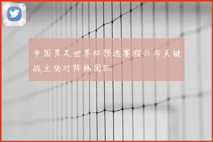 中国男足世界杯预选赛程公布关键战主场对阵韩国队